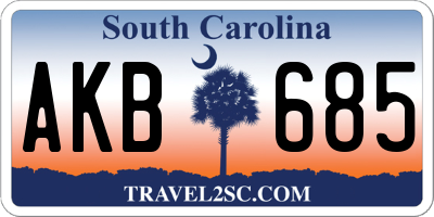 SC license plate AKB685