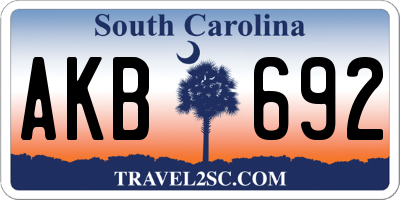 SC license plate AKB692