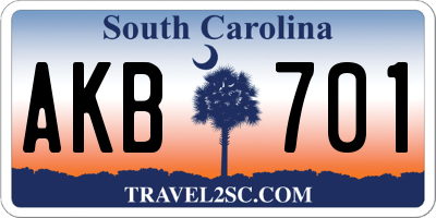 SC license plate AKB701