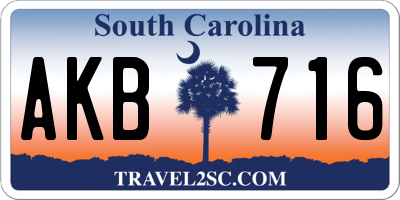 SC license plate AKB716