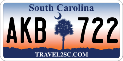 SC license plate AKB722