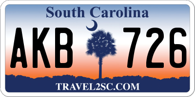 SC license plate AKB726
