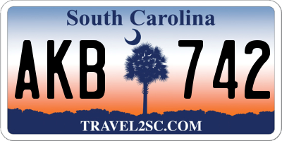 SC license plate AKB742