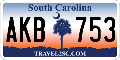 SC license plate AKB753