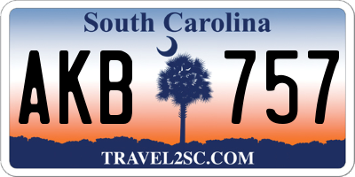 SC license plate AKB757