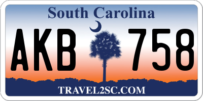 SC license plate AKB758