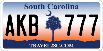 SC license plate AKB777