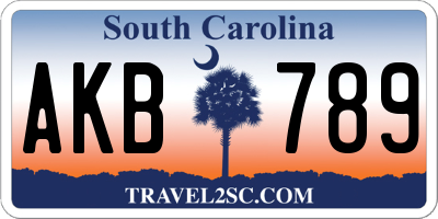 SC license plate AKB789