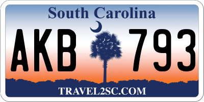 SC license plate AKB793