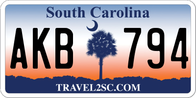SC license plate AKB794