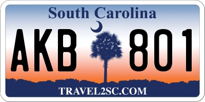 SC license plate AKB801