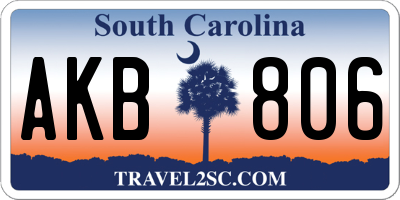 SC license plate AKB806