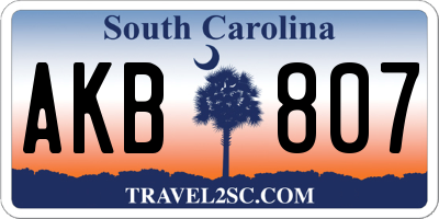 SC license plate AKB807
