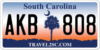 SC license plate AKB808