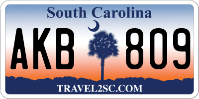 SC license plate AKB809