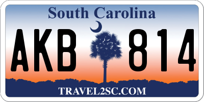 SC license plate AKB814