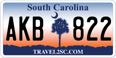 SC license plate AKB822