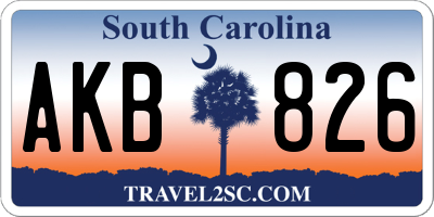 SC license plate AKB826