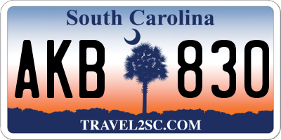 SC license plate AKB830