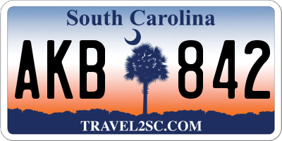 SC license plate AKB842