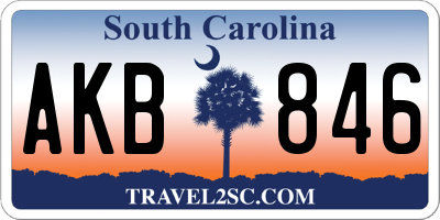 SC license plate AKB846