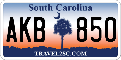 SC license plate AKB850