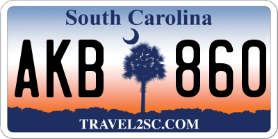 SC license plate AKB860