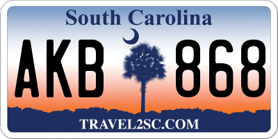 SC license plate AKB868