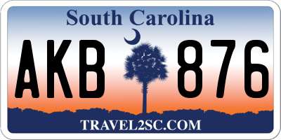 SC license plate AKB876