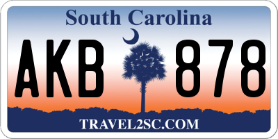 SC license plate AKB878
