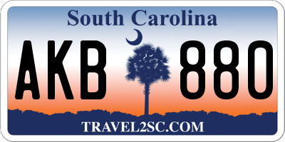 SC license plate AKB880