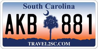 SC license plate AKB881