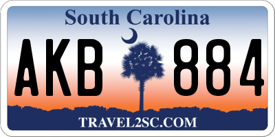 SC license plate AKB884