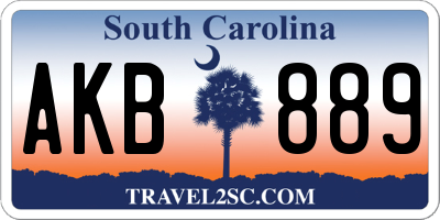 SC license plate AKB889