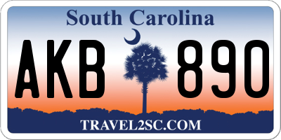 SC license plate AKB890