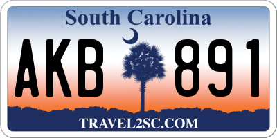 SC license plate AKB891