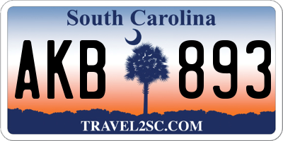 SC license plate AKB893
