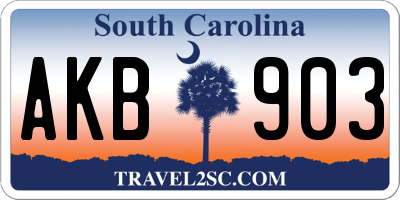 SC license plate AKB903