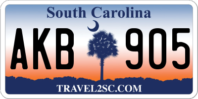 SC license plate AKB905