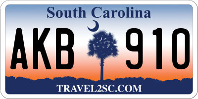 SC license plate AKB910