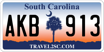 SC license plate AKB913