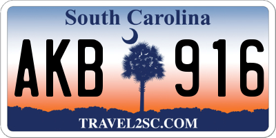 SC license plate AKB916