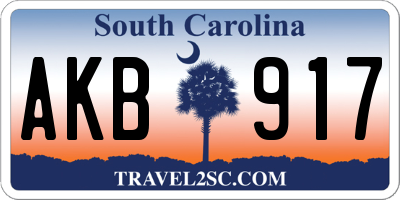 SC license plate AKB917