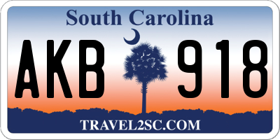 SC license plate AKB918