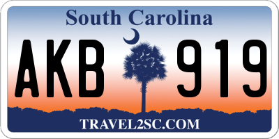 SC license plate AKB919