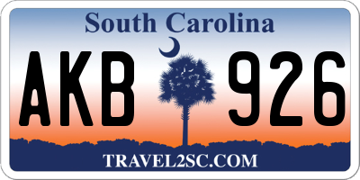SC license plate AKB926