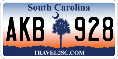 SC license plate AKB928
