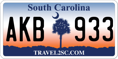 SC license plate AKB933