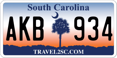 SC license plate AKB934