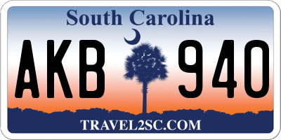 SC license plate AKB940